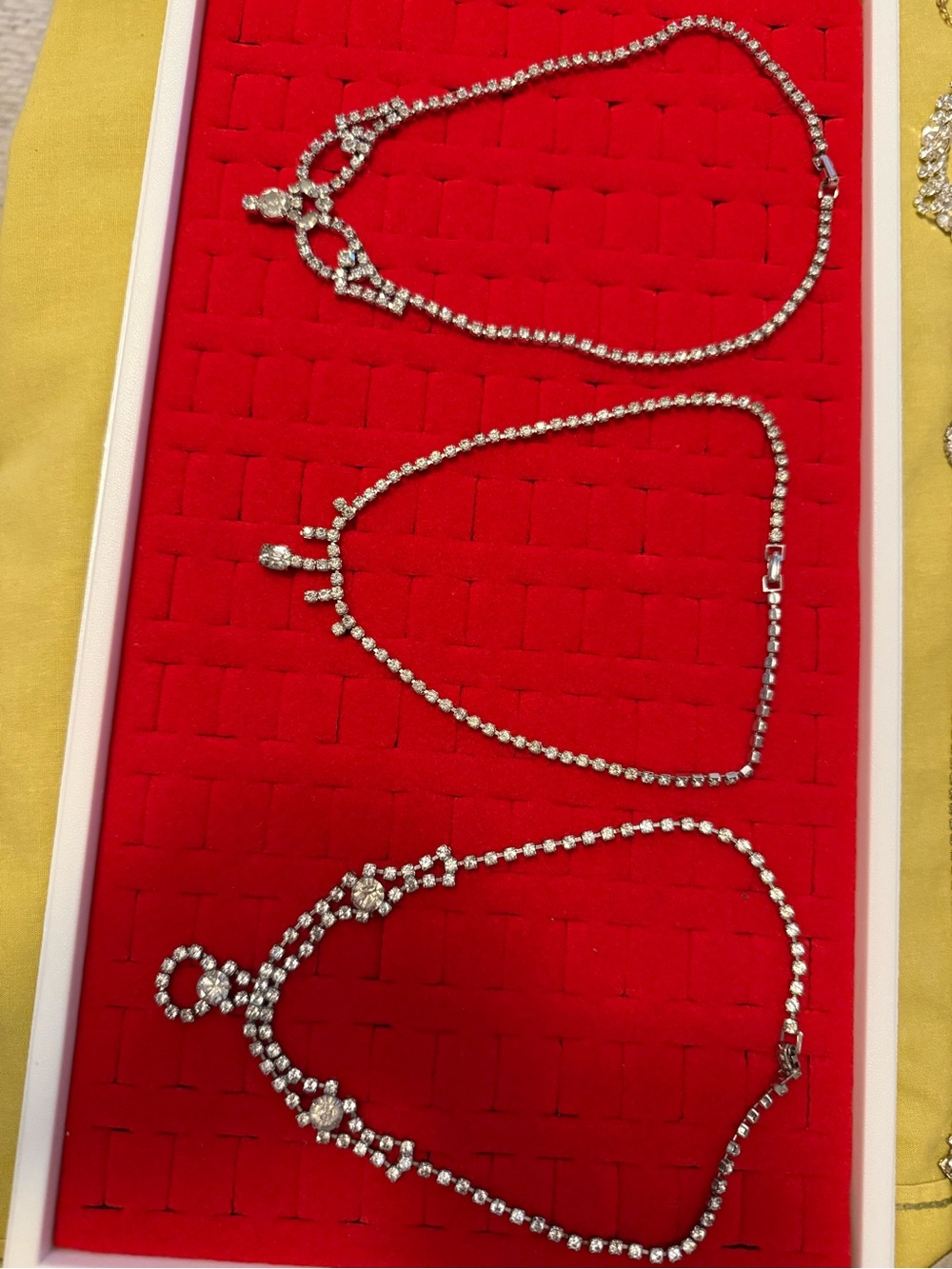 Vintage Rhinestone Necklace  Lot 3 PCs